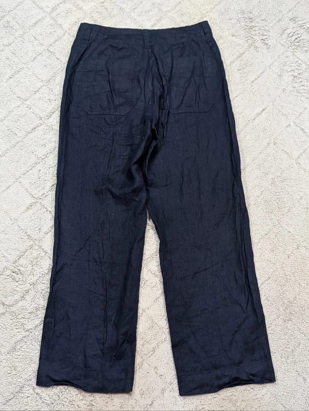 Quince Pants Womens 4 Blue Navy European Linen Wide Leg Trousers Casual