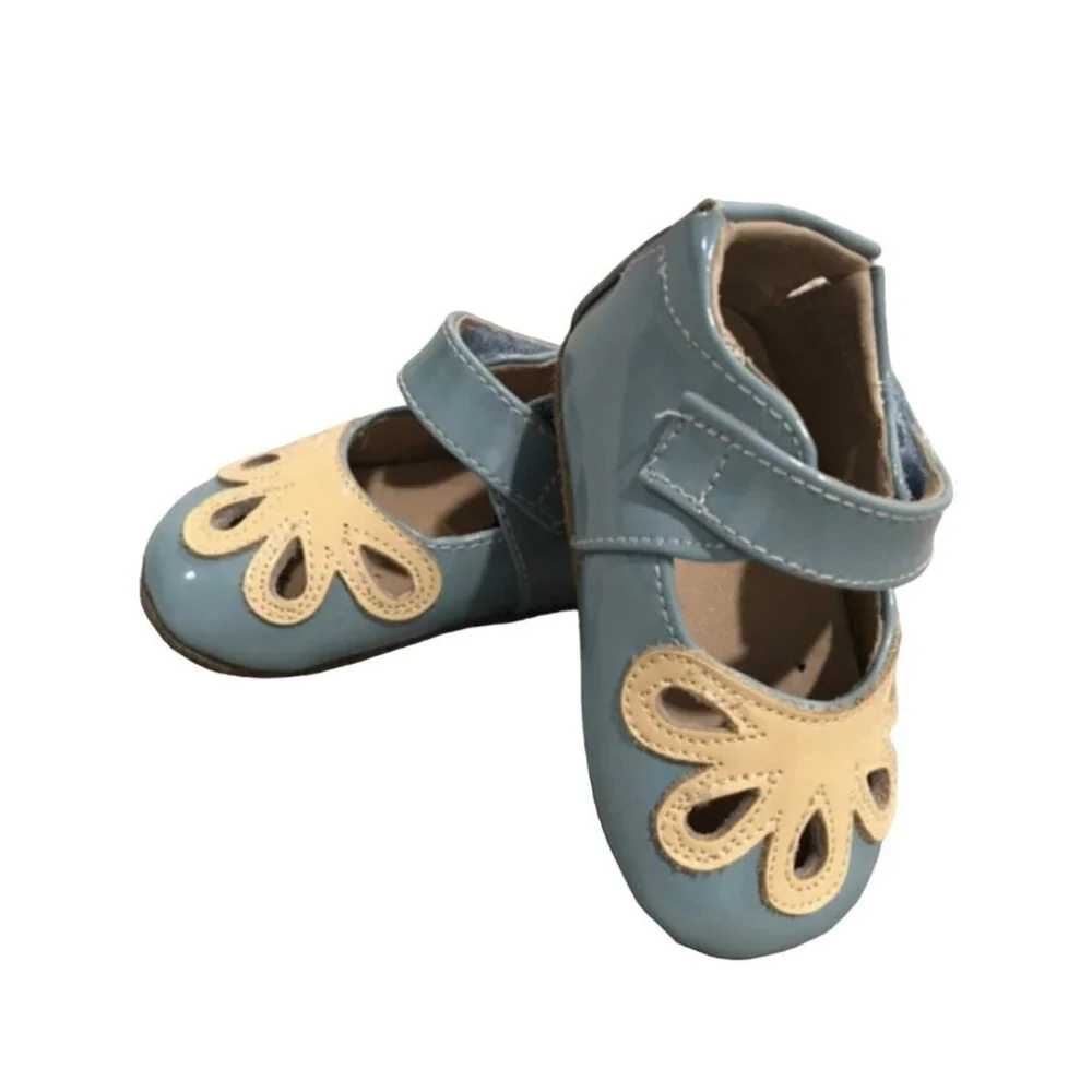 Livie & Luca 0-6m Light Blue Leather Petal Soft Sole Infant Shoes