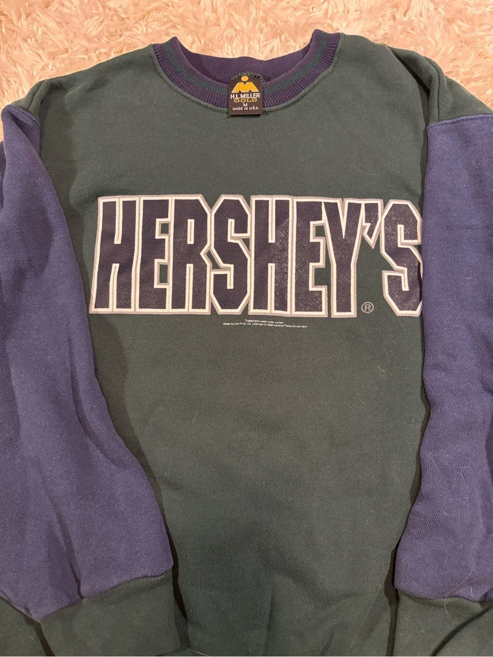 VTG 90’s Colorblock Green & Navy Crewneck Sweatshirt - Classic Logo-Medium