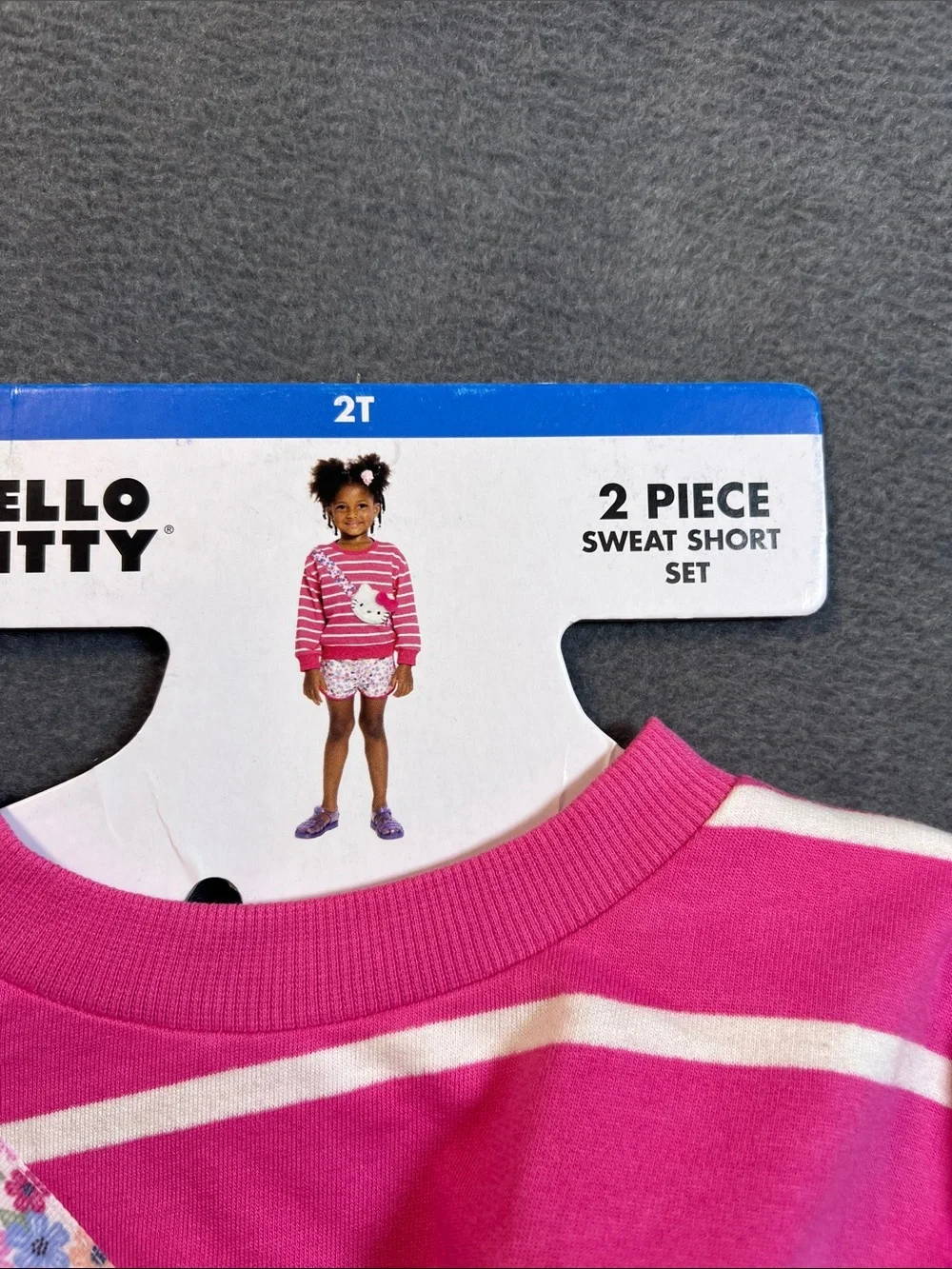 Hello Kitty Pink and White Striped Sweatshirt with Plush Crossbody