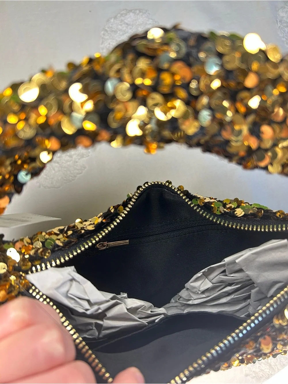 Anthropologie Paillette Sequin Crescent Bag