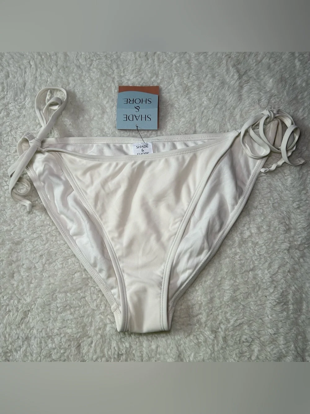 Shade & Shore Women’s Low Rise Cheeky White Bikini Bottoms Large NEW