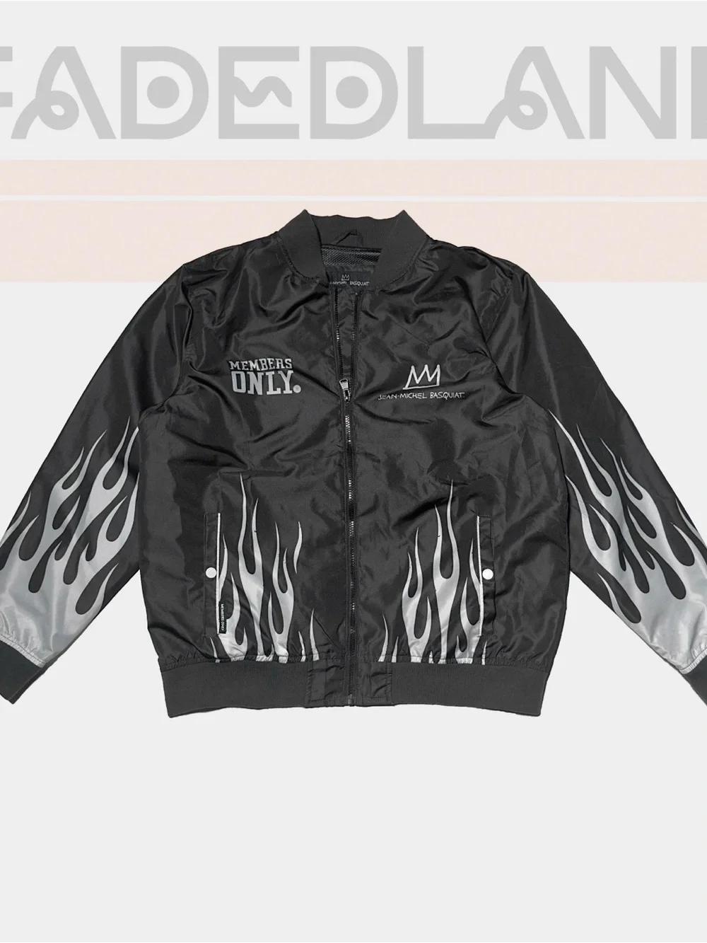 Members Only Black Bomber Jacket collabo w/ Jean Michel Basquiat