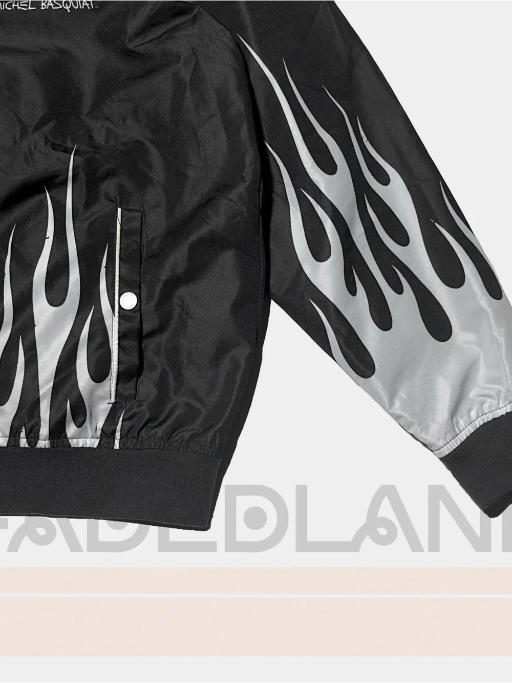 Members Only Black Bomber Jacket collabo w/ Jean Michel Basquiat