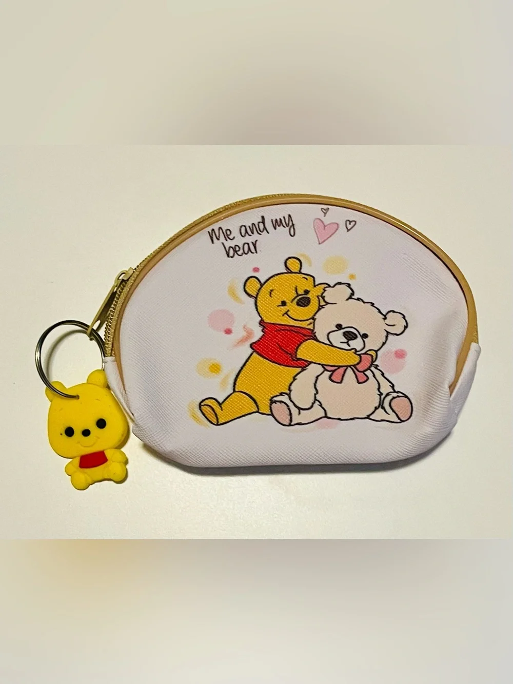 Cute Winnie-the-Pooh 'Me and My Bear' Coin Purse - White & Yellow