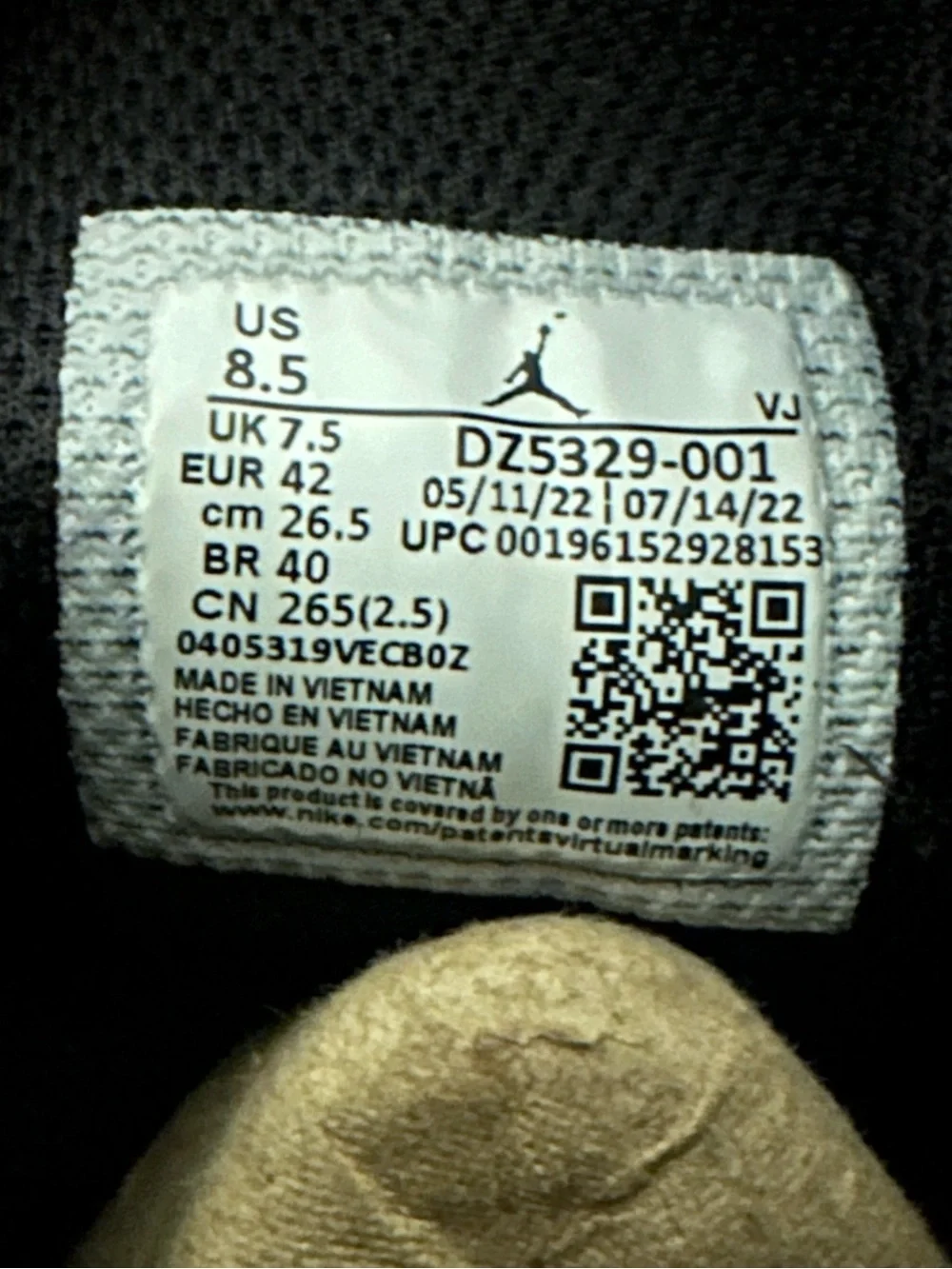 Jordan size men’s