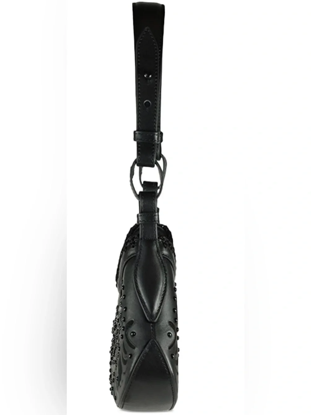 Sam Edelman Women's Black Willette Floral Dyecut Leather Shoulder Bag