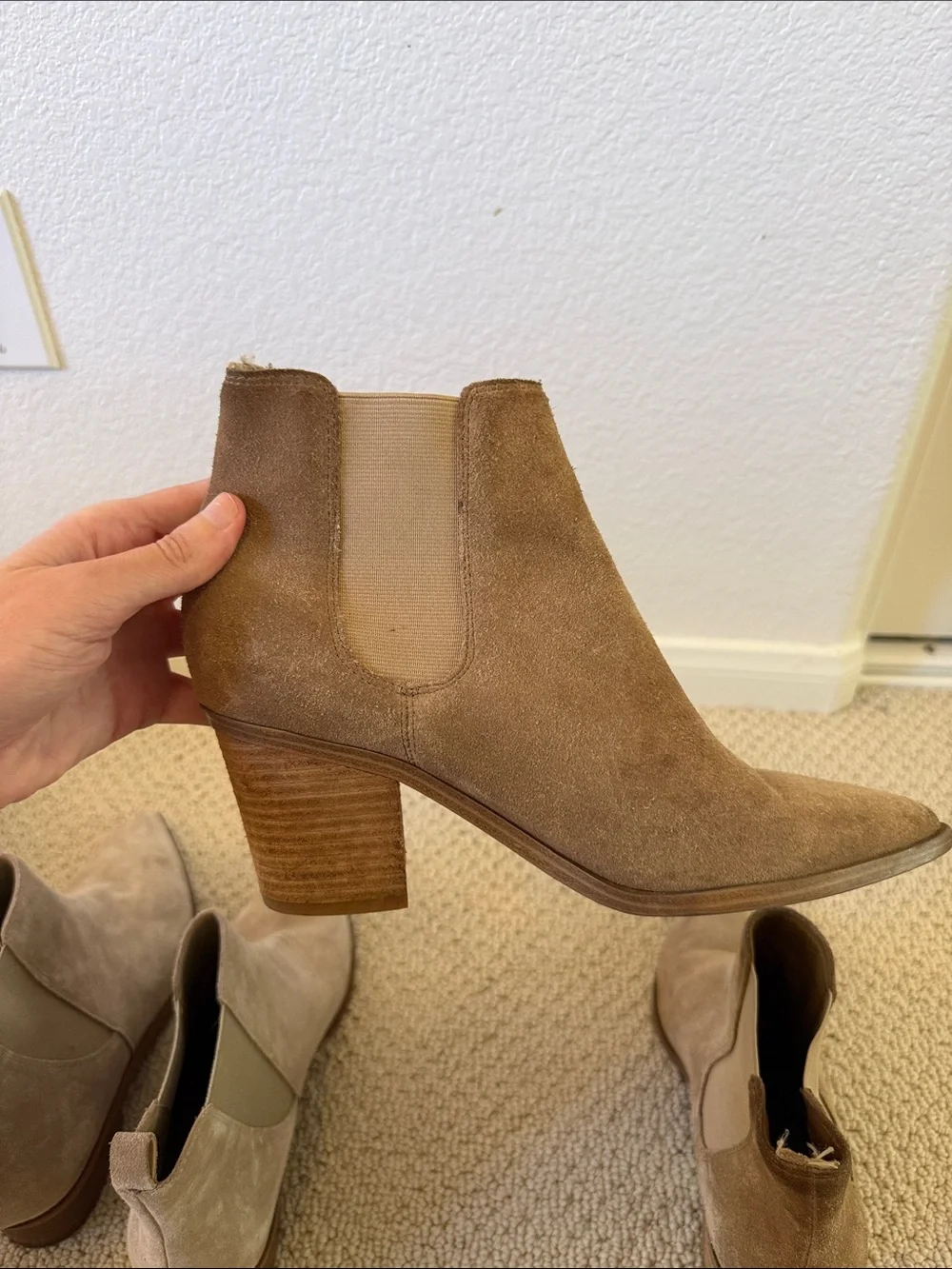 Bundle of Taupe Suede Chelsea Ankle Boots