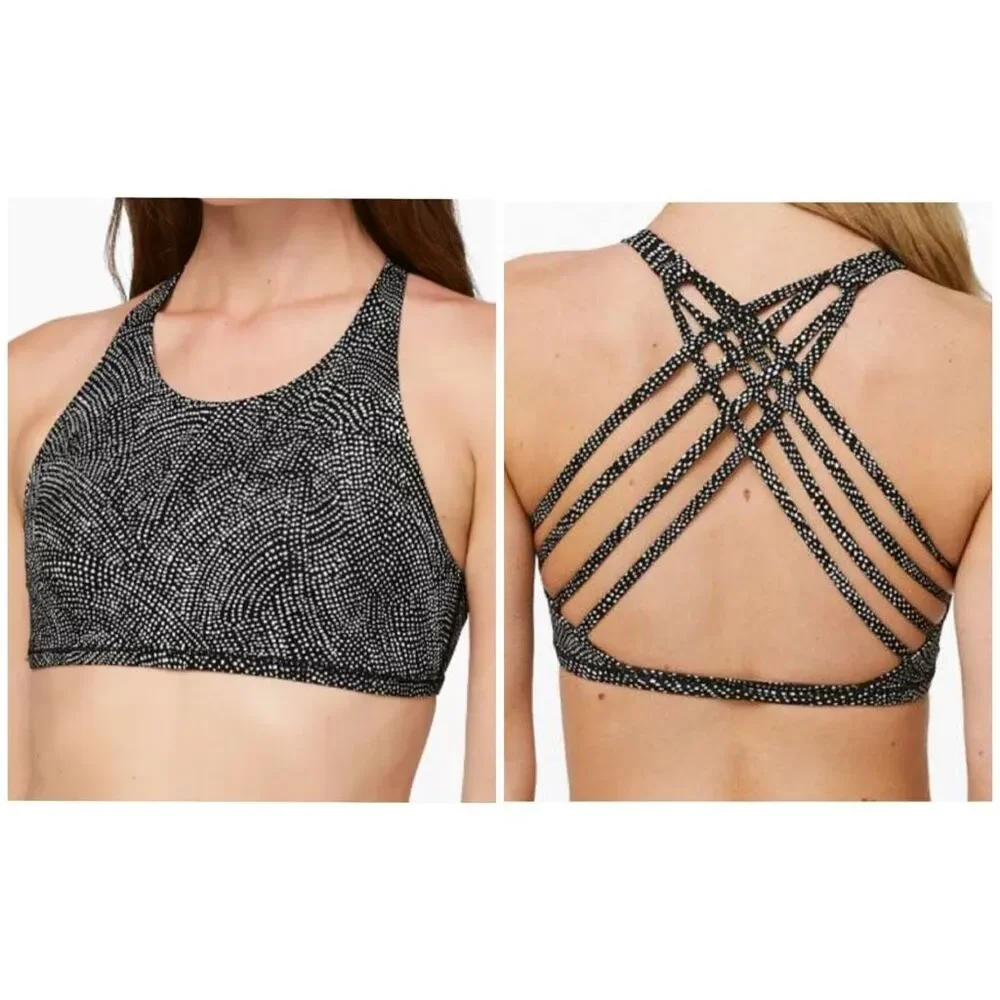 Lululemon X Peloton Size 10 Born To Be Wild High Neck Sports Bra Black White