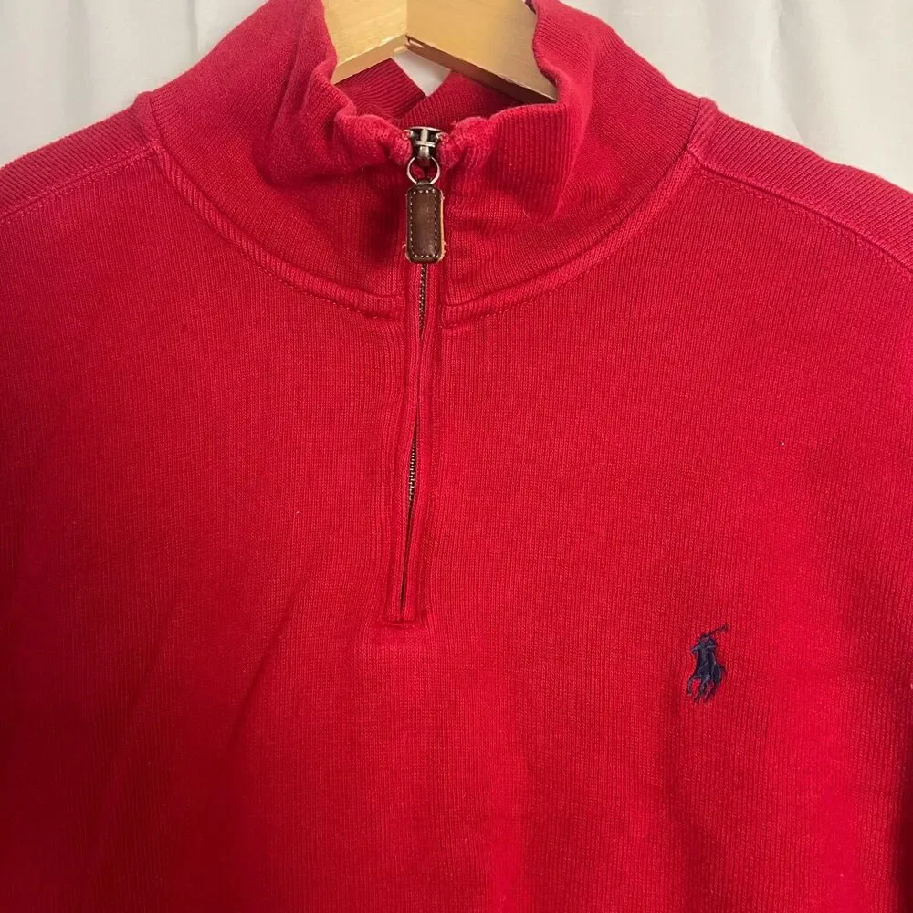 Polo Ralph Lauren Men's Red Quarter Zip Size XL