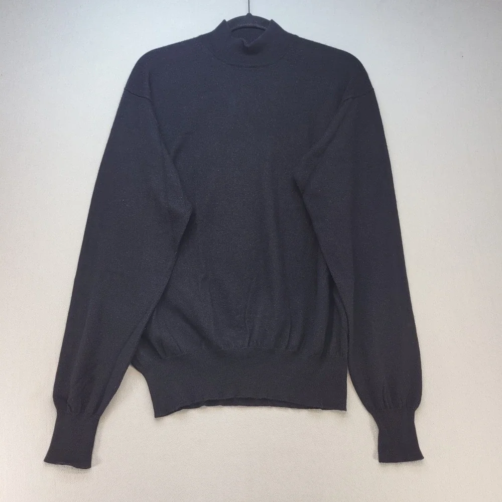 Peter Millar Sweater Mens M Black Mock Neck Wool Silk Cashmere Knit Luxury