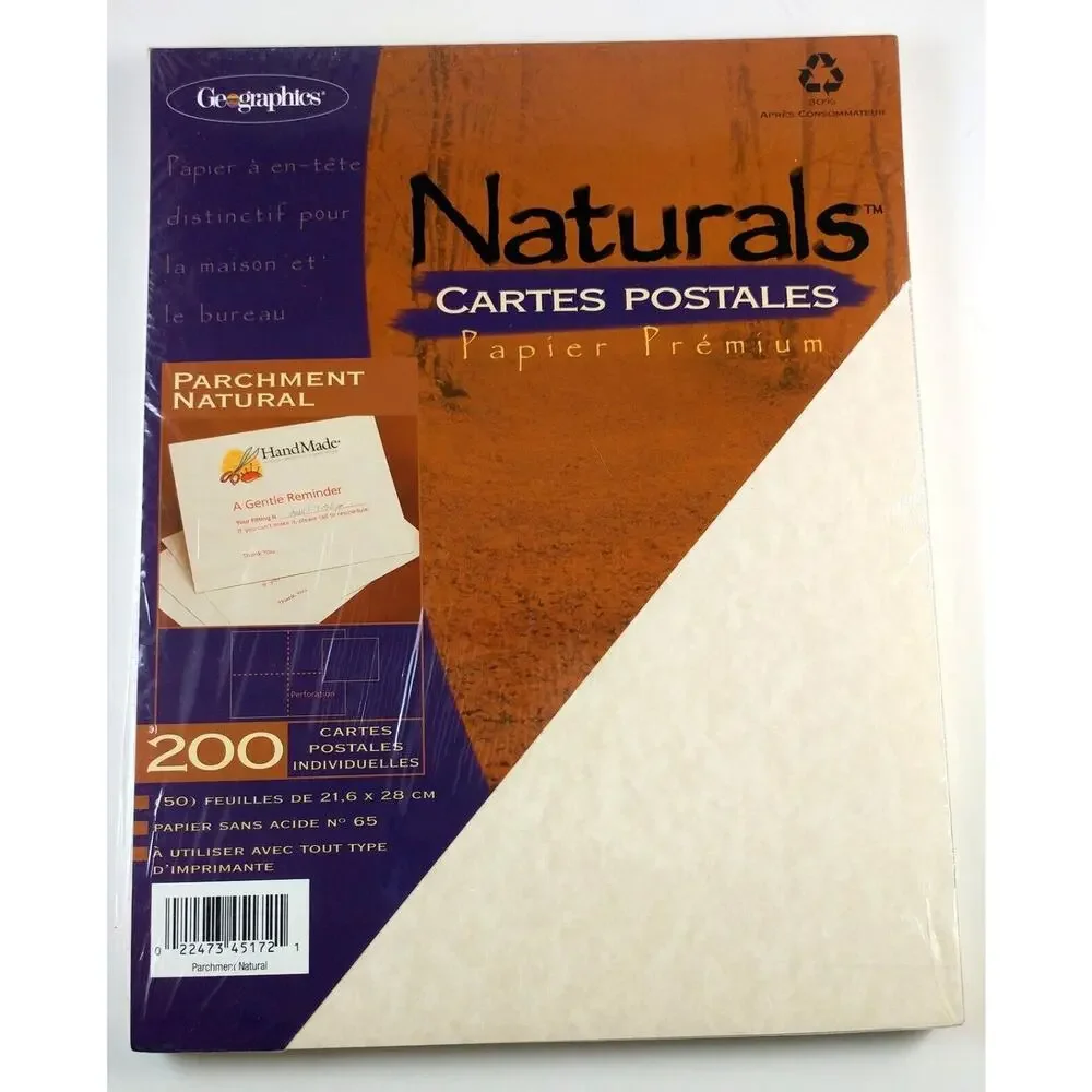 Post Cards Parchment Natural  200-Ct Geographics Naturals Post Cards New