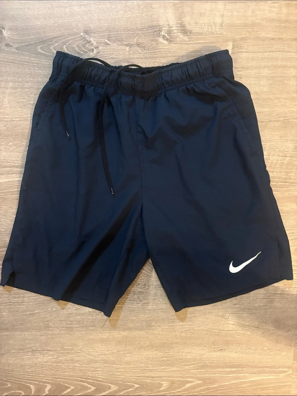 Nike Men's Navy Athletic Shorts with White Swoosh