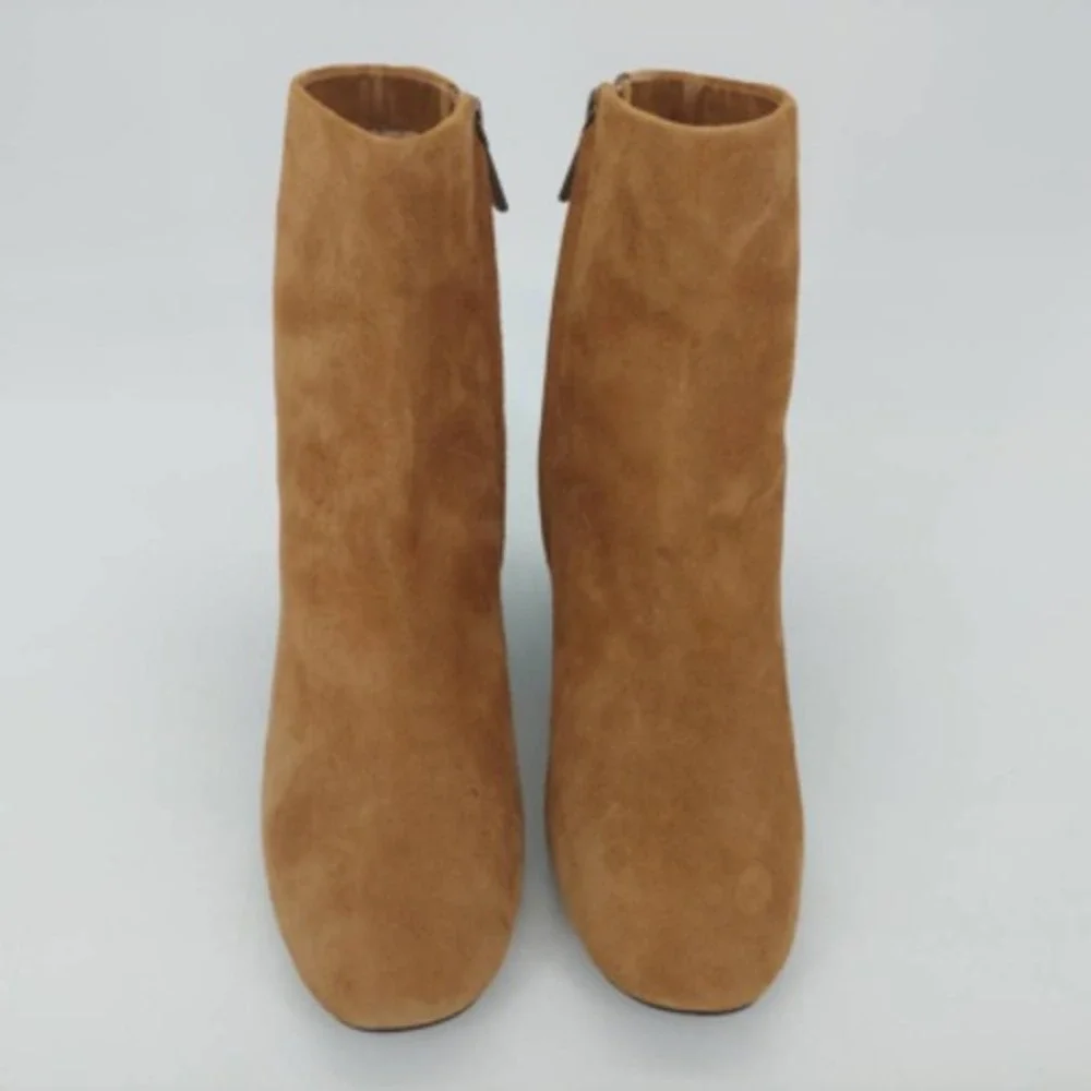 Linea Paolo Shoes Womens Ankle Boots Brown Black Block Heel Zipper 7.5