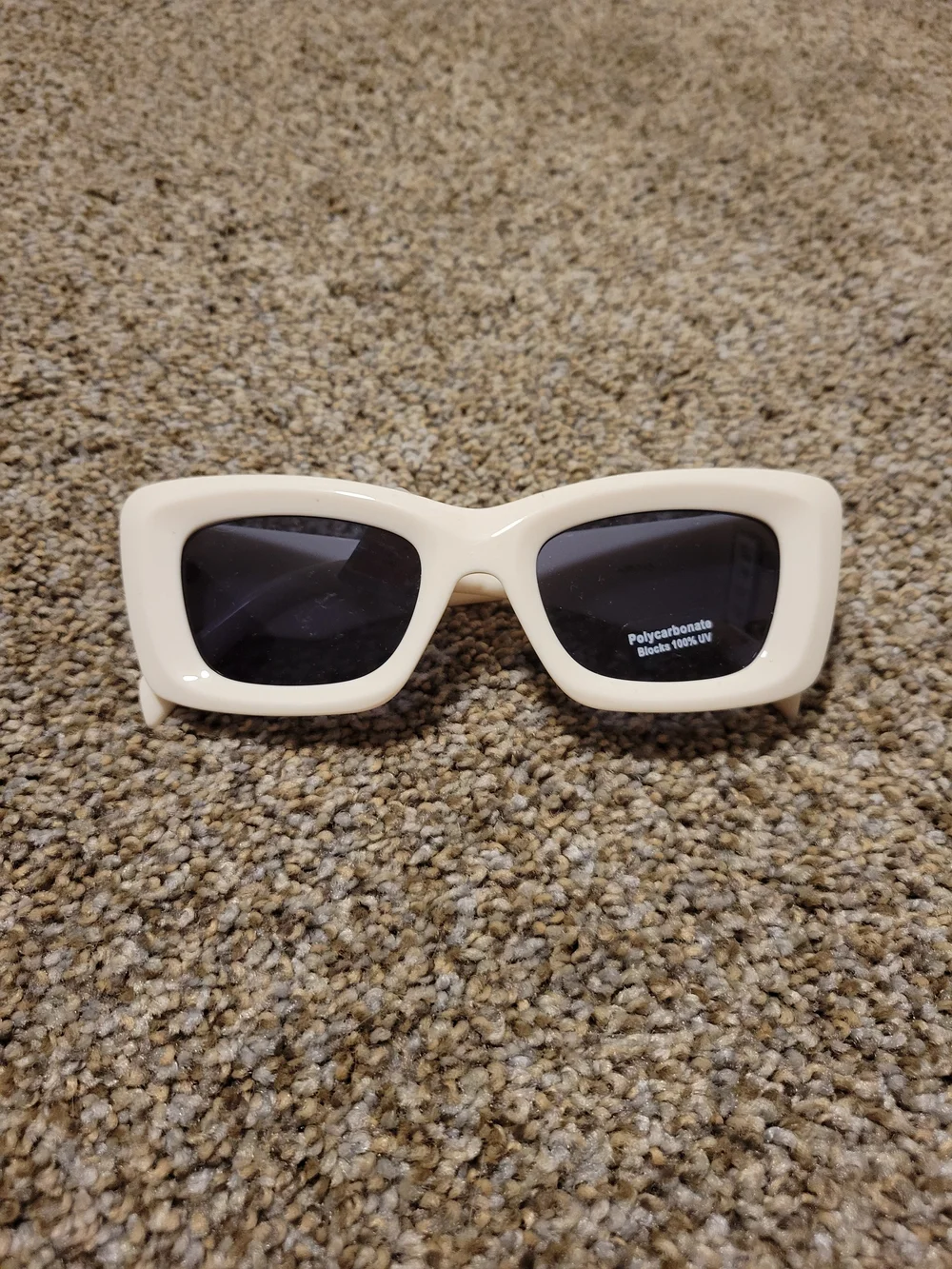 🌈5 For $20🌈 Tilly's Cream Rectangular Retro Sunglasses with Black Lenses