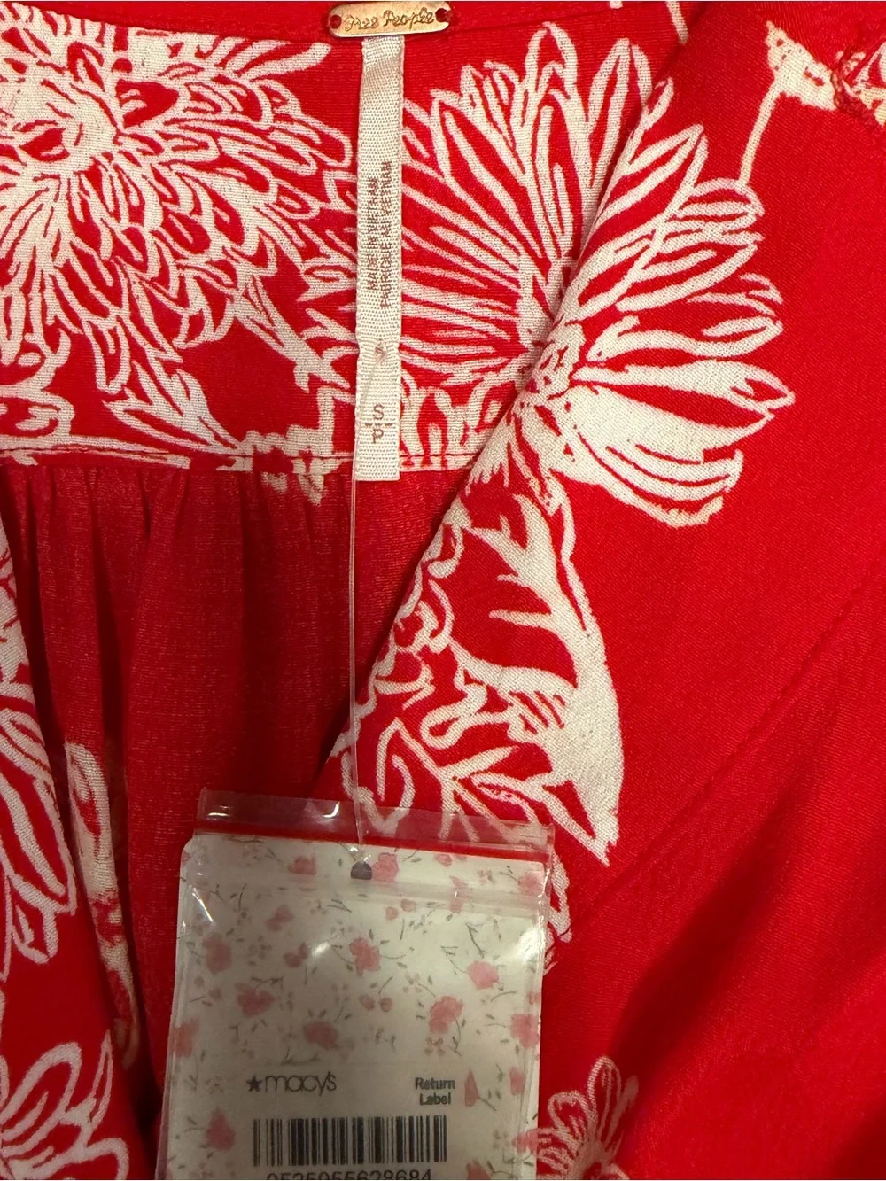 Free People Red Floral womens Casual Dress