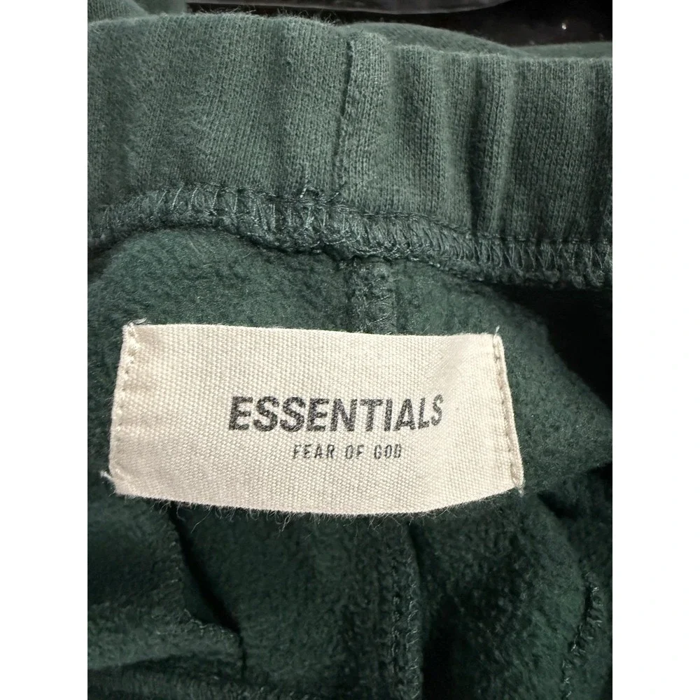 Essentials Fear of God Mens Forest Green Logo Sweatpants Joggers Size M 3553