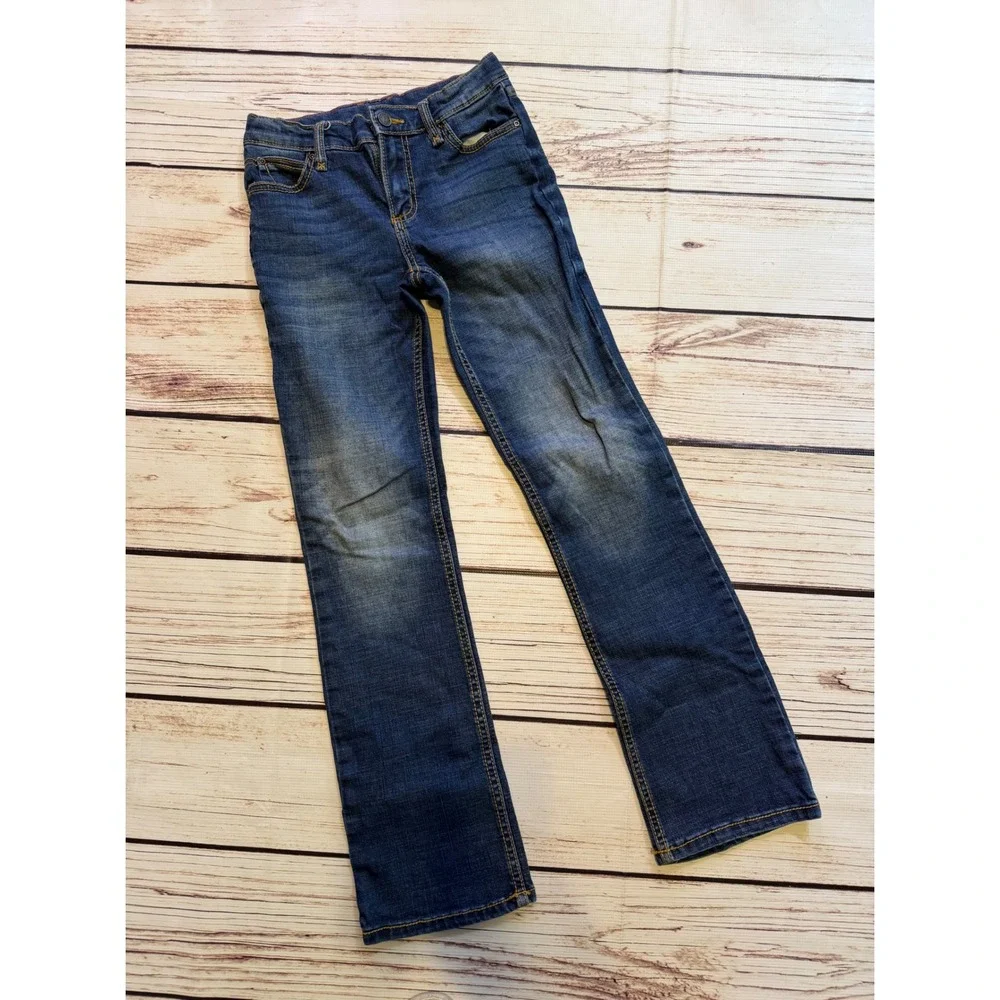 Wrangler Girls Dark Wash Bootcut Jeans Size 12 Regular 1009MWGMS Stretch Denim
