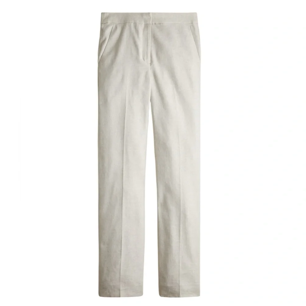 J. Crew Kate Straight Leg Pant in Stretch Linen Size 20 Light Beige Workwear NWT