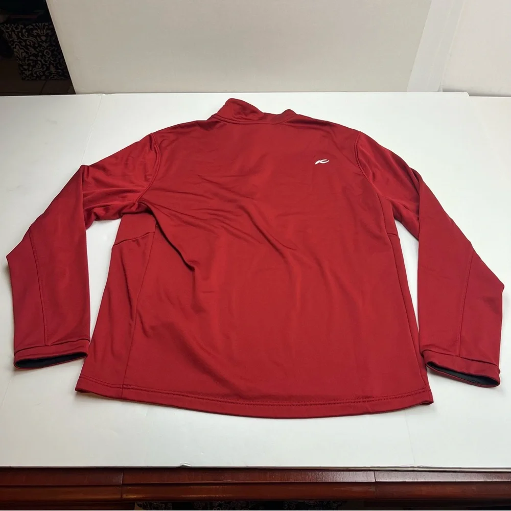 KJUS Men Diamond Fleece Half Zip Red Burgundy Pullover SZ Large Stretch Athletic