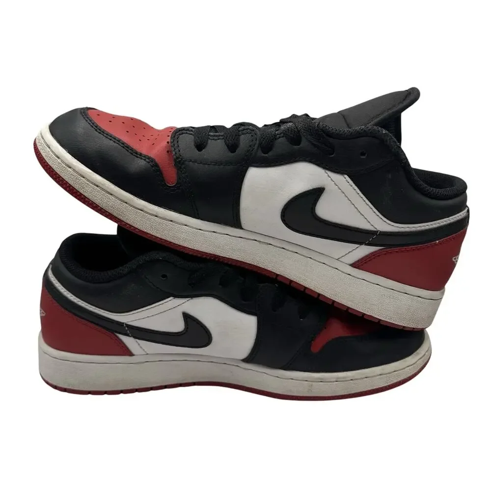 Air Jordan 1 Low GS Bred Toe 2.0 553560-161 Black Red White 6.5Y