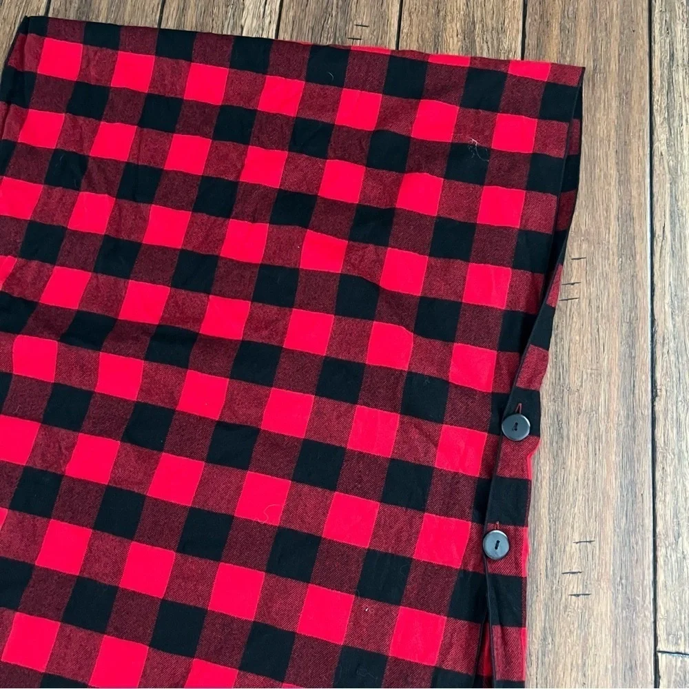 NWT Magic Scarf Buffalo Plaid Red Black Check Infinity Wrap Shawl Fringe Classic