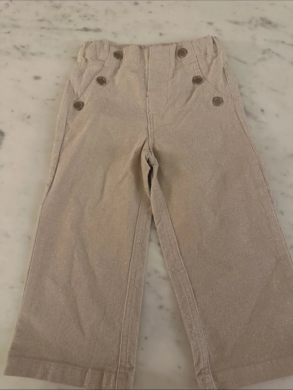 Mayoral Beige Sparkle Sailor-Button Pants
