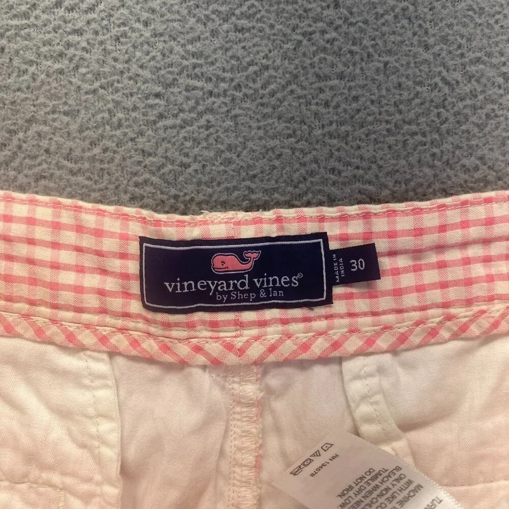 Men's Vineyard Vines Breaker Shorts Pink w/ White‎ Gingham Check Size 30