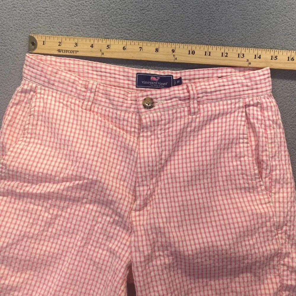 Men's Vineyard Vines Breaker Shorts Pink w/ White‎ Gingham Check Size 30