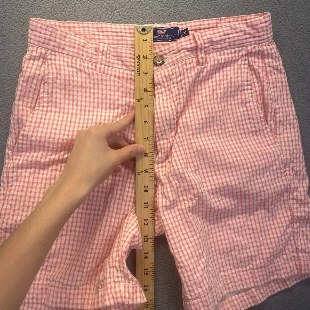 Men's Vineyard Vines Breaker Shorts Pink w/ White‎ Gingham Check Size 30