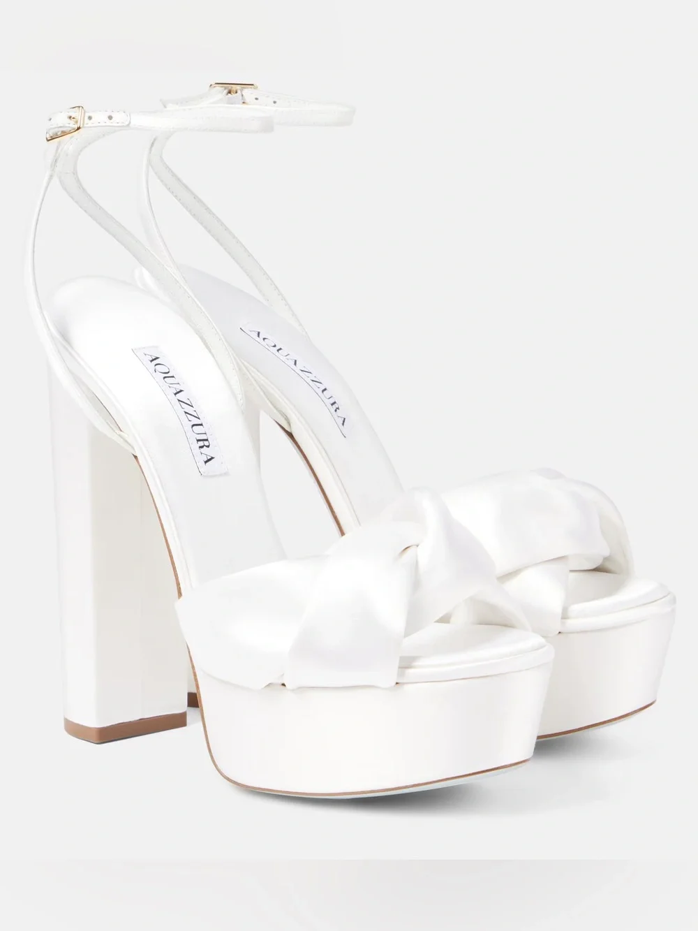 New Size 40 Aquazzura Bridal Olie 140 satin platform sandals white