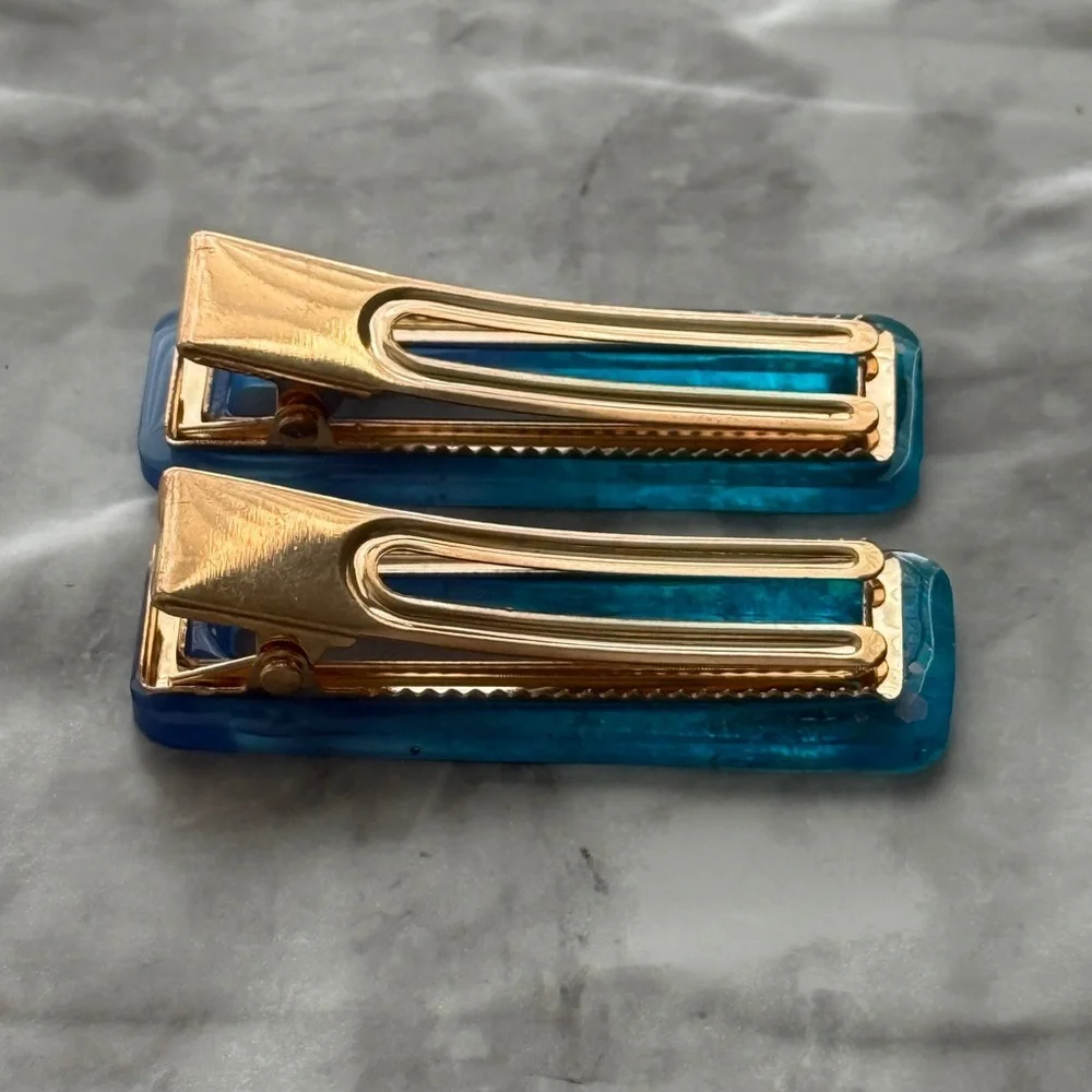 Blue Glitter Hair Clips
