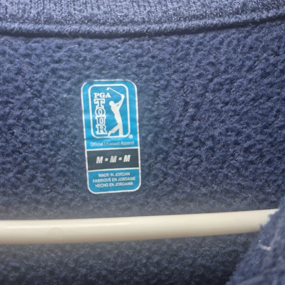 PGA Tour Men's Quarter-Zip Fleece Pullover Sweater Blue Size Medium