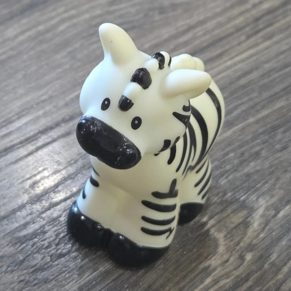 Fisher-Price Little People Zebra Figure White Black Plastic Vintage Collectible