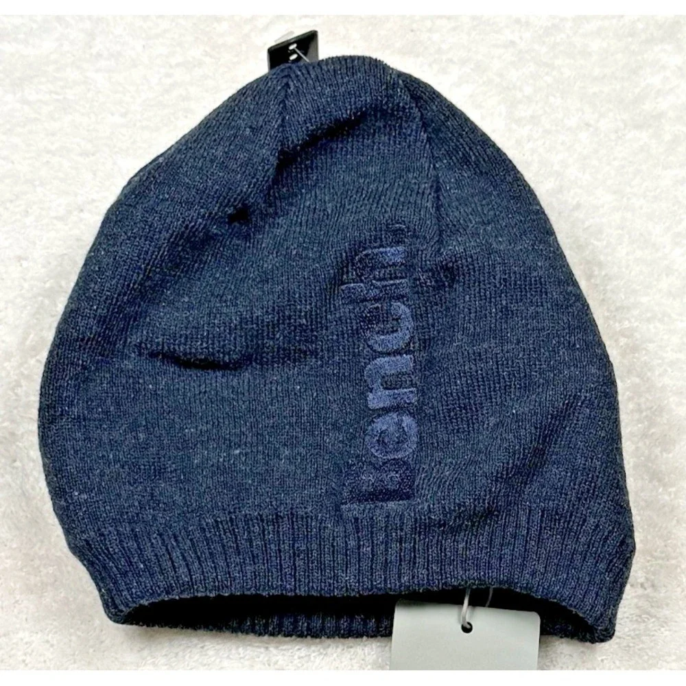 BENCH Knit Beanie Fold Skull Cap Fisherman  Logo Lined Navy‎ One Size Unisex NWT