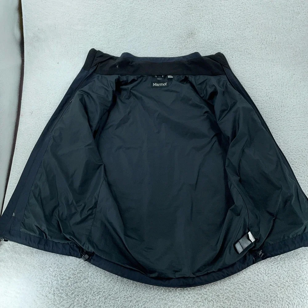 Marmot MemBrain Rain Shell Jacket Mens Medium Black Seam Taped Full Zip NO LINER