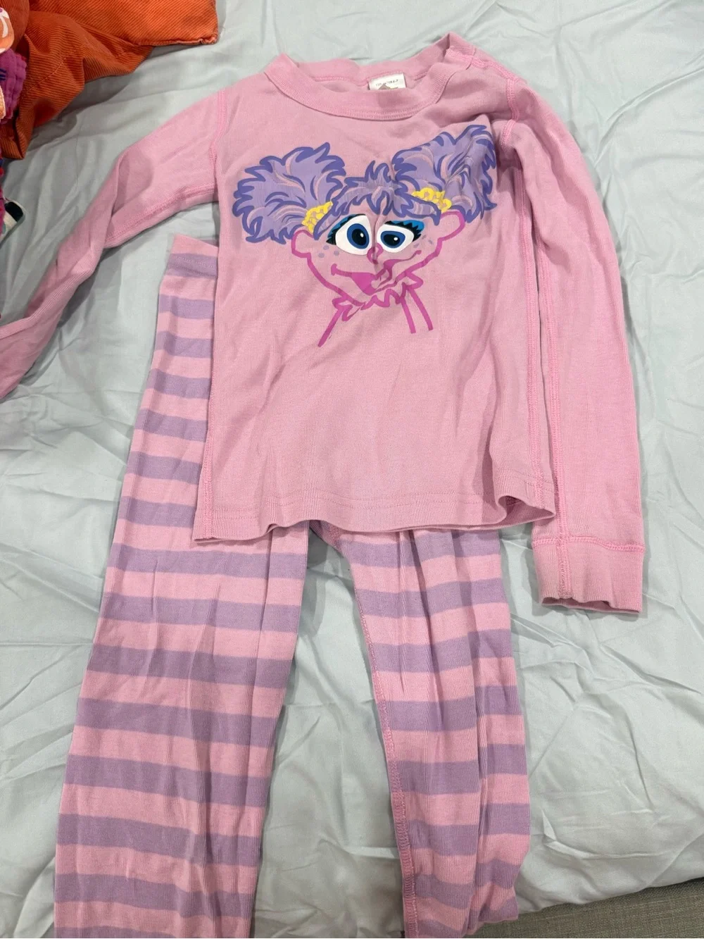 Hanna Andersson Pink and Lavender Cartoon Character Pajama Set