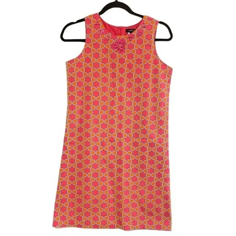 LANDS END | hot pink/orange A-line dress  size girls 14