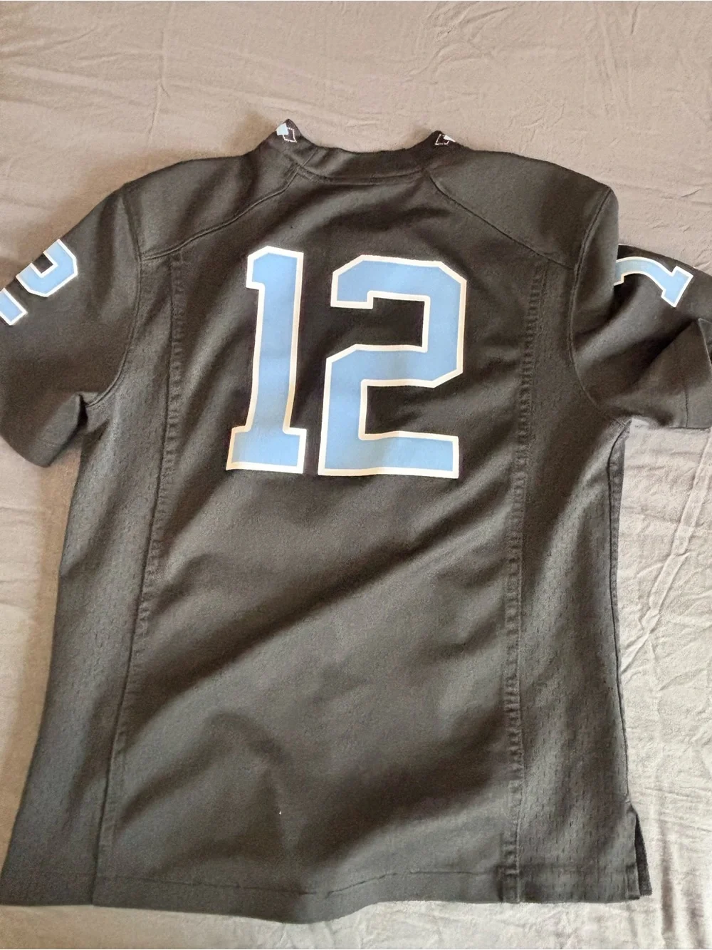 Nike Youth S North Carolina Tar Heels #12 Black Football Jersey UNC Argyle Trim