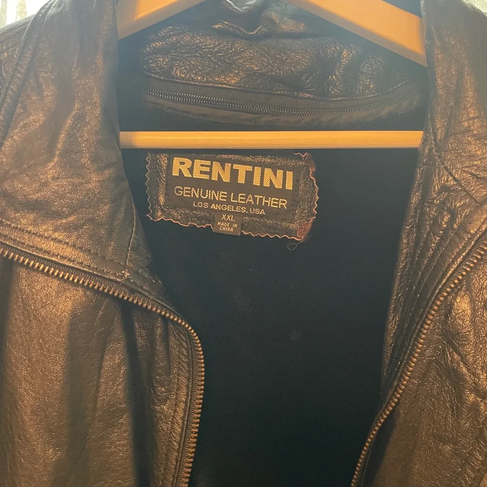 Vintage Leather Bomber Black Genuine  Jacket 90s  XXL grunge classic