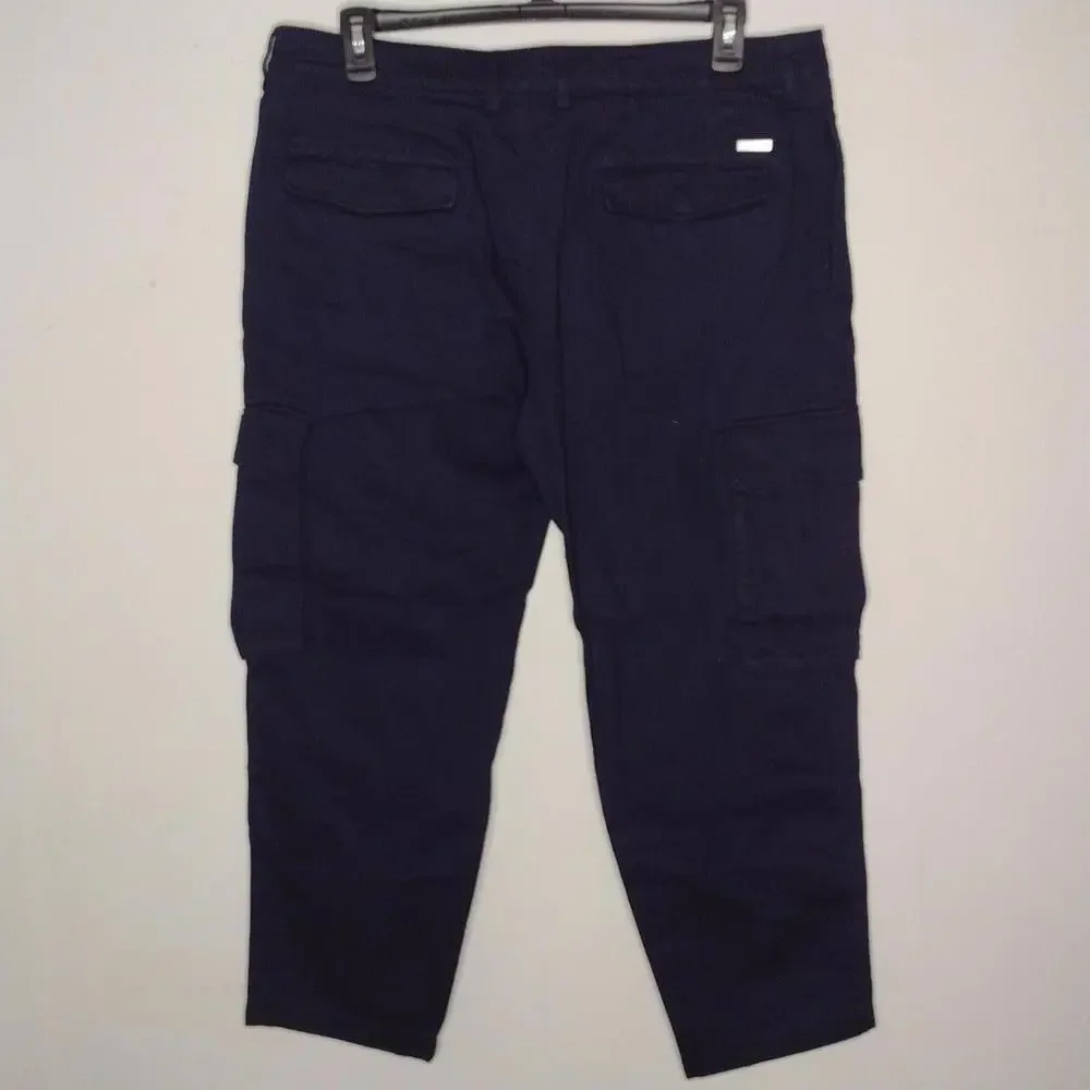 NWT Armani Exchange Men's Navy/Oversized Pleated Cargo Pants Size 38