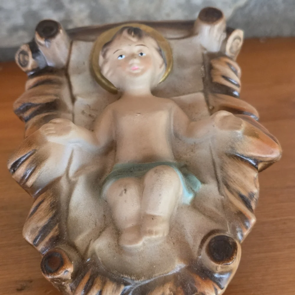 Vtg Paper Mache Nativity Figurines Replacement Mary Joseph Baby Jesus Japan 7”
