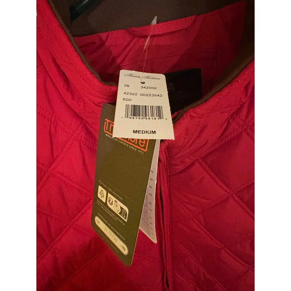 Brooks Brothers Men's Paddock Diamond Quilted Vest Red Medium Thermore NWT