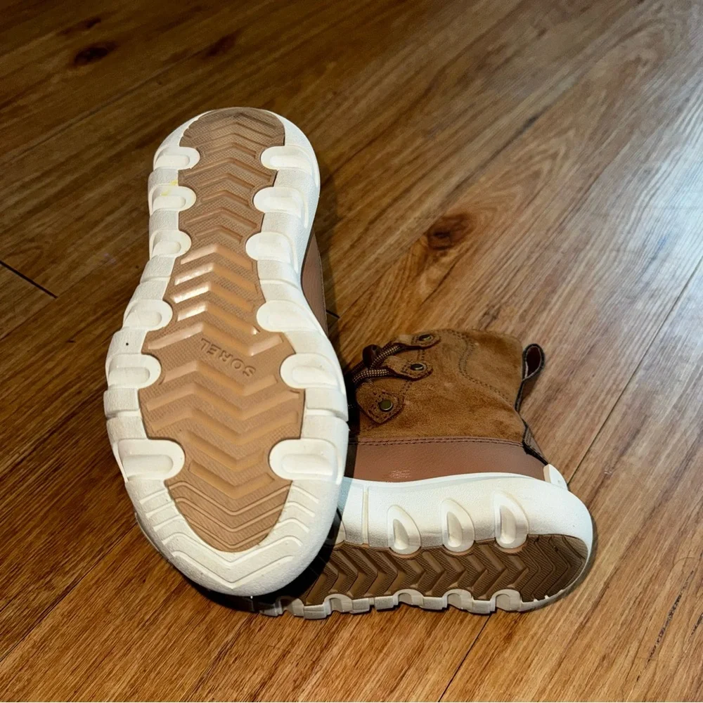 Sorel Brown and White Kids' Lace-Up Suede Boots