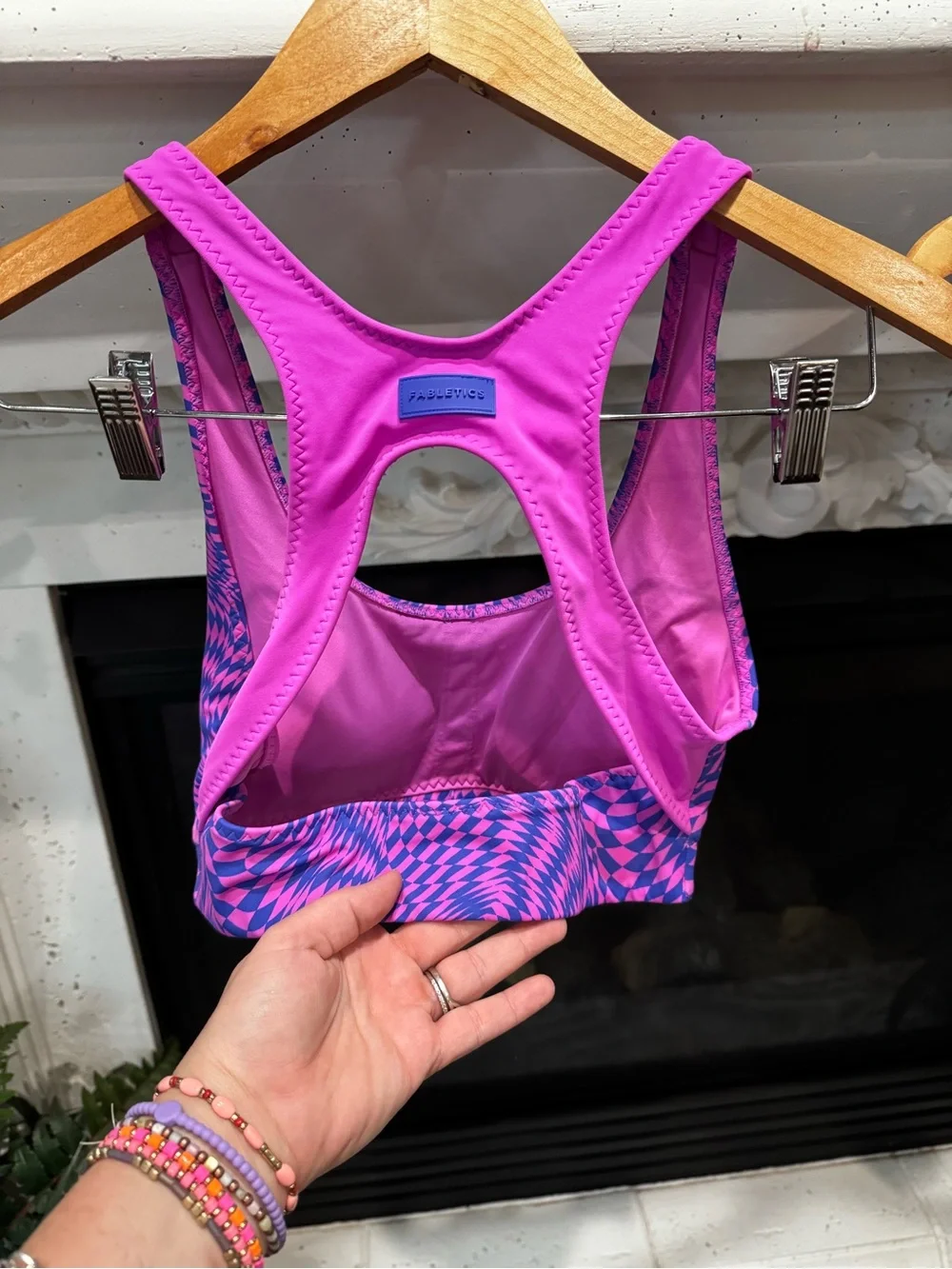 Fabletics Magenta & Violet Optical-Print Sport Reversible Bikini Set