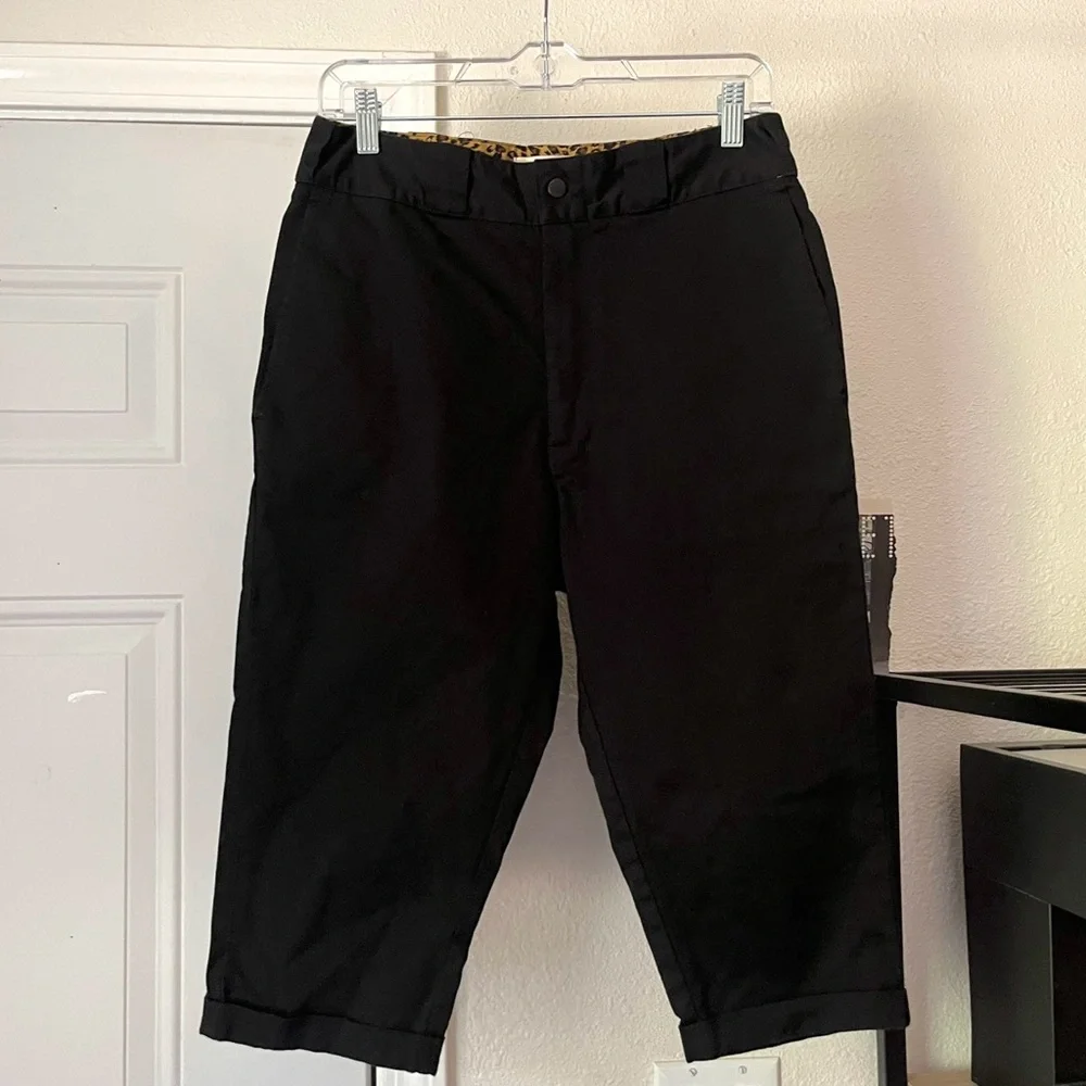 HERMAN MARKET black cotton‎ wide tapered leg cropped pants