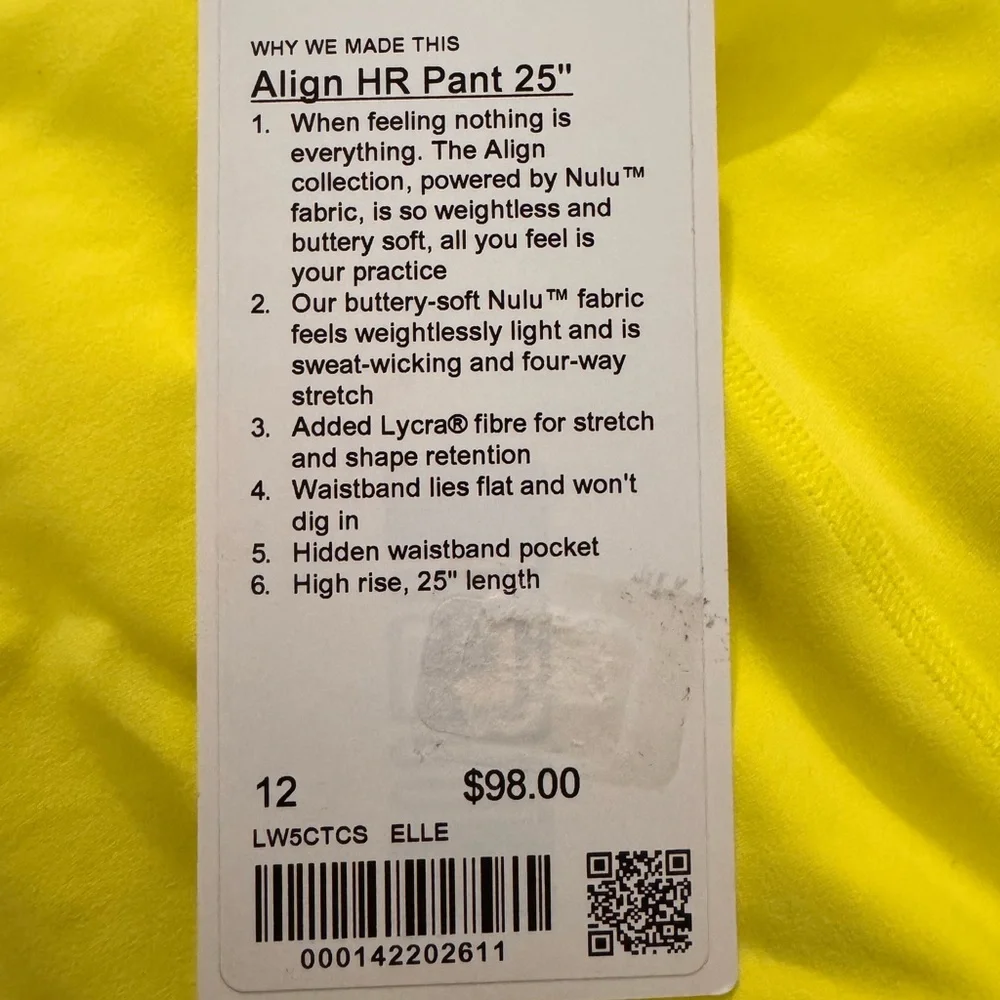 Lululemon Yellow Align Leggings