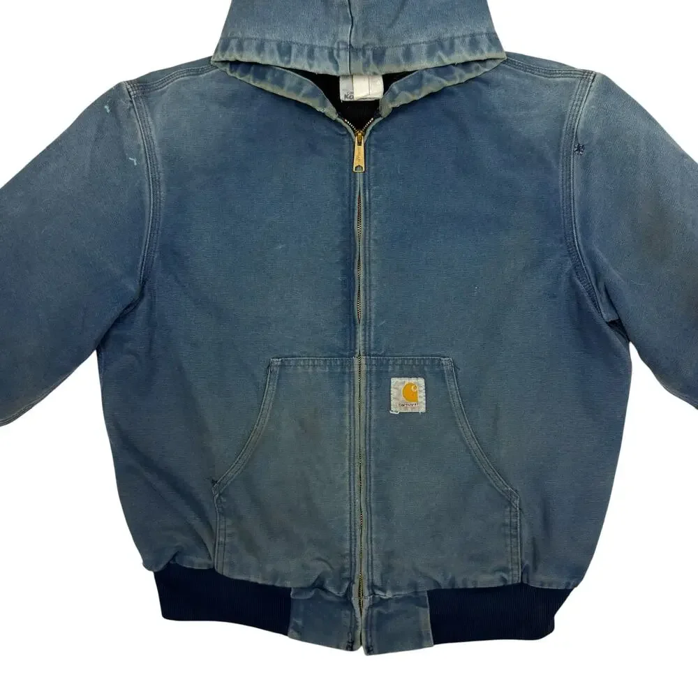 Carhartt blue hooded work wear jacket