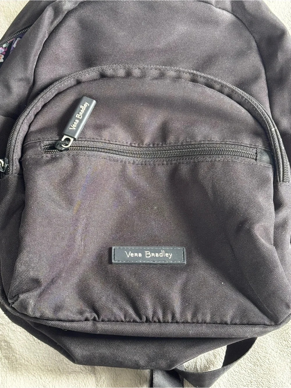 Vera Bradley Black Everyday Backpack with Floral Trim