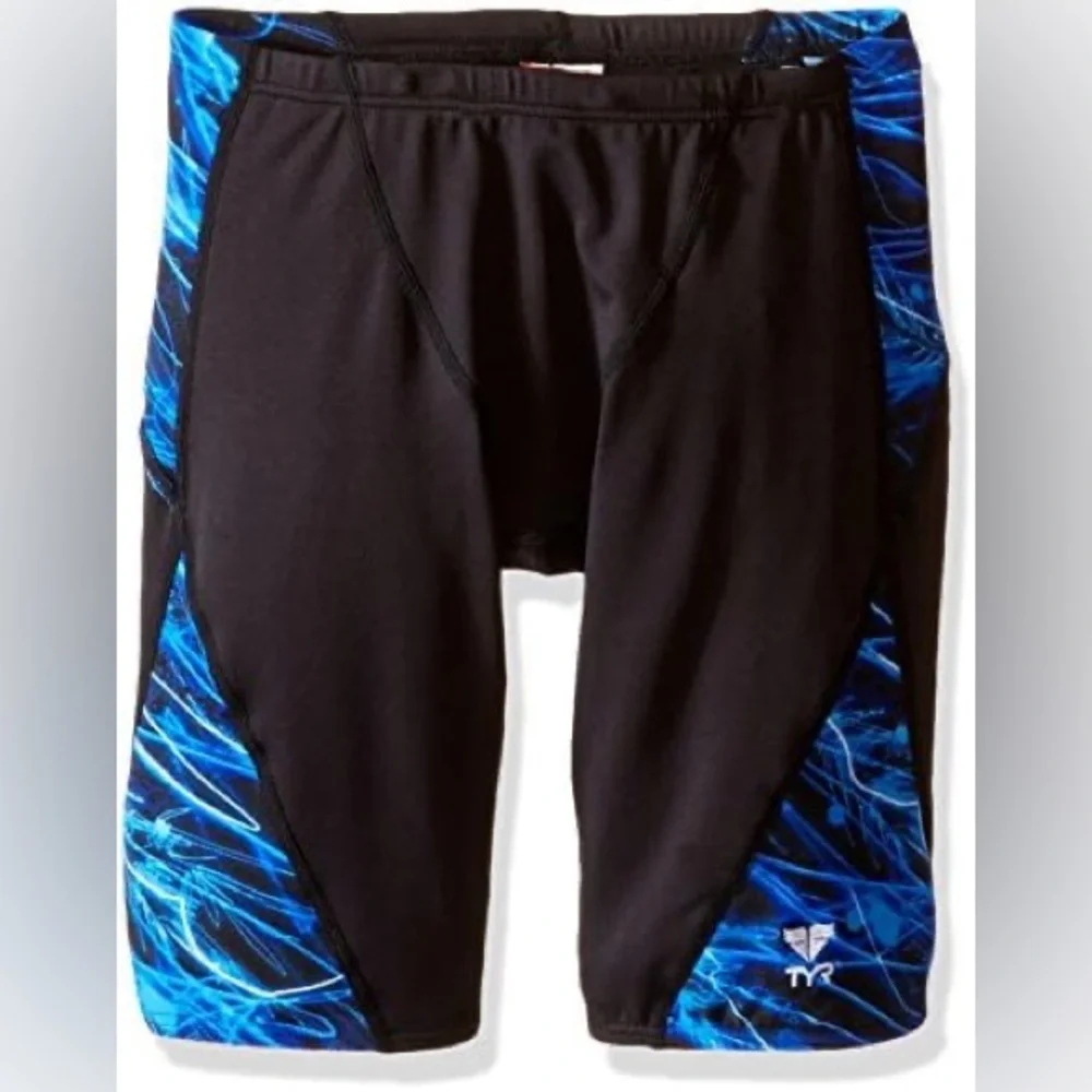 TYR Men's Black and Blue Swim Jammers 32